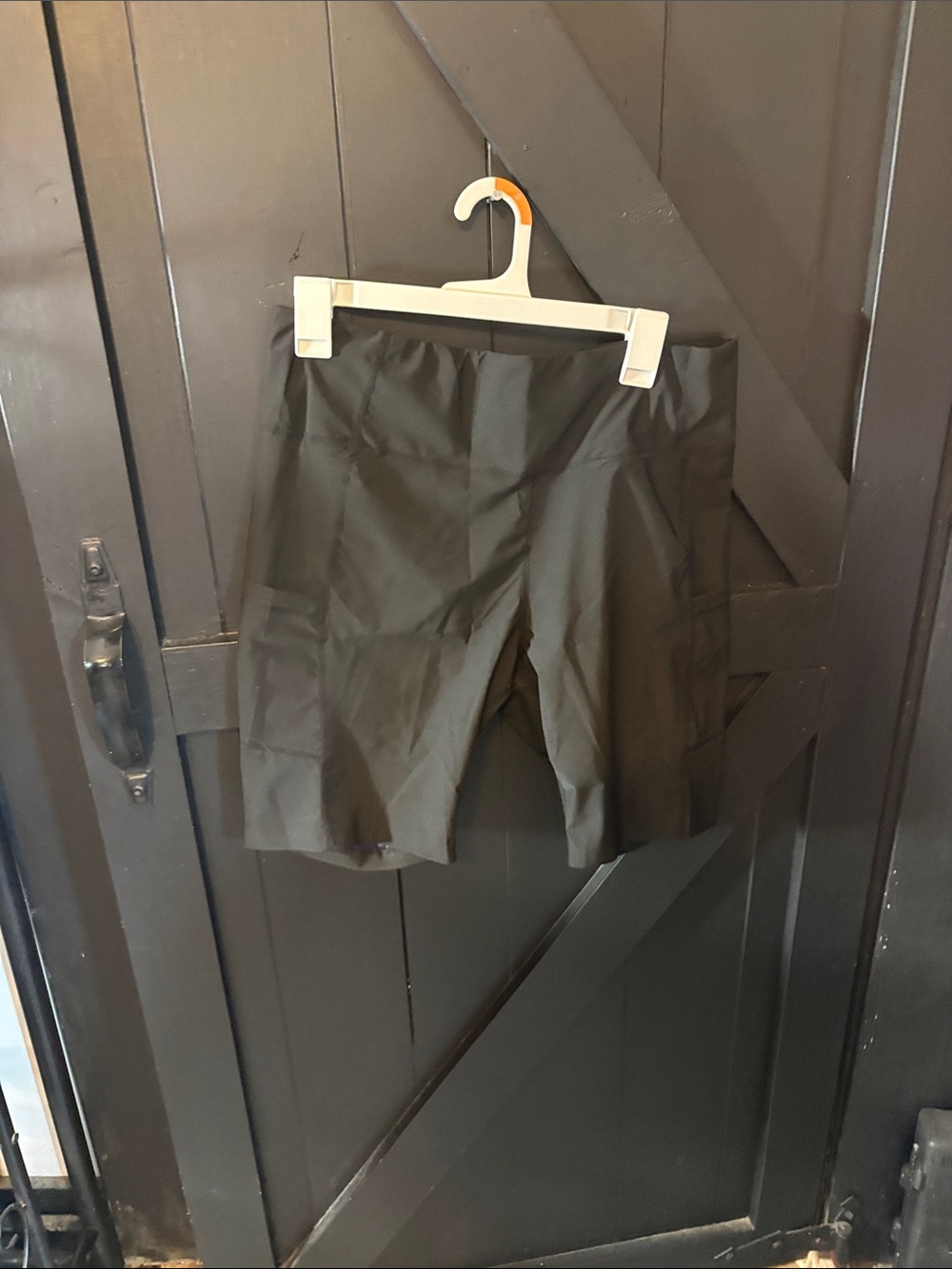 High-Rise Black Bike Shorts with Side Utility Pocket